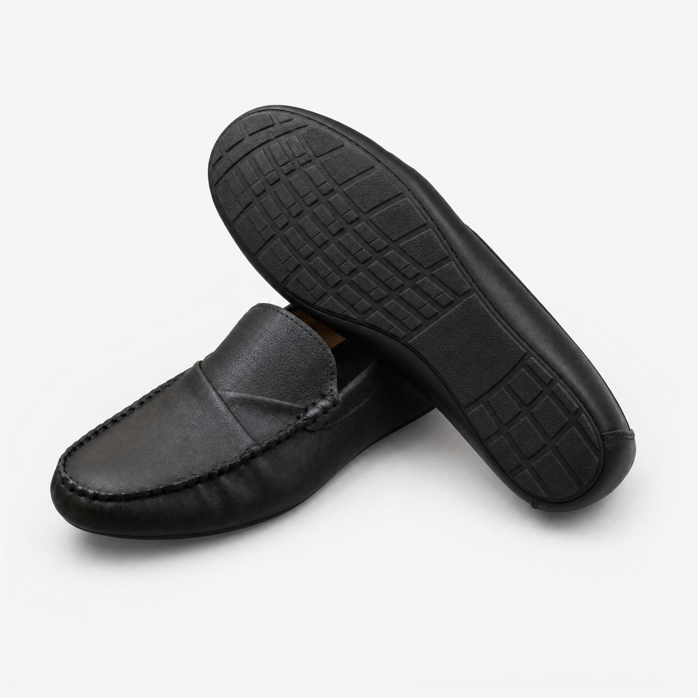 Black Woven Horsebit Comfort Loafers
