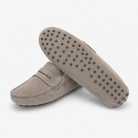 Grey Suede Driving Stitch Loafers
