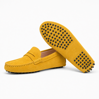 Yellow Suede Penny Boat Loafers