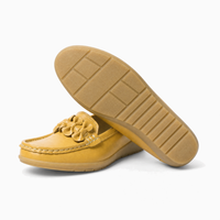 Yellow Suede Studded Driving Loafers