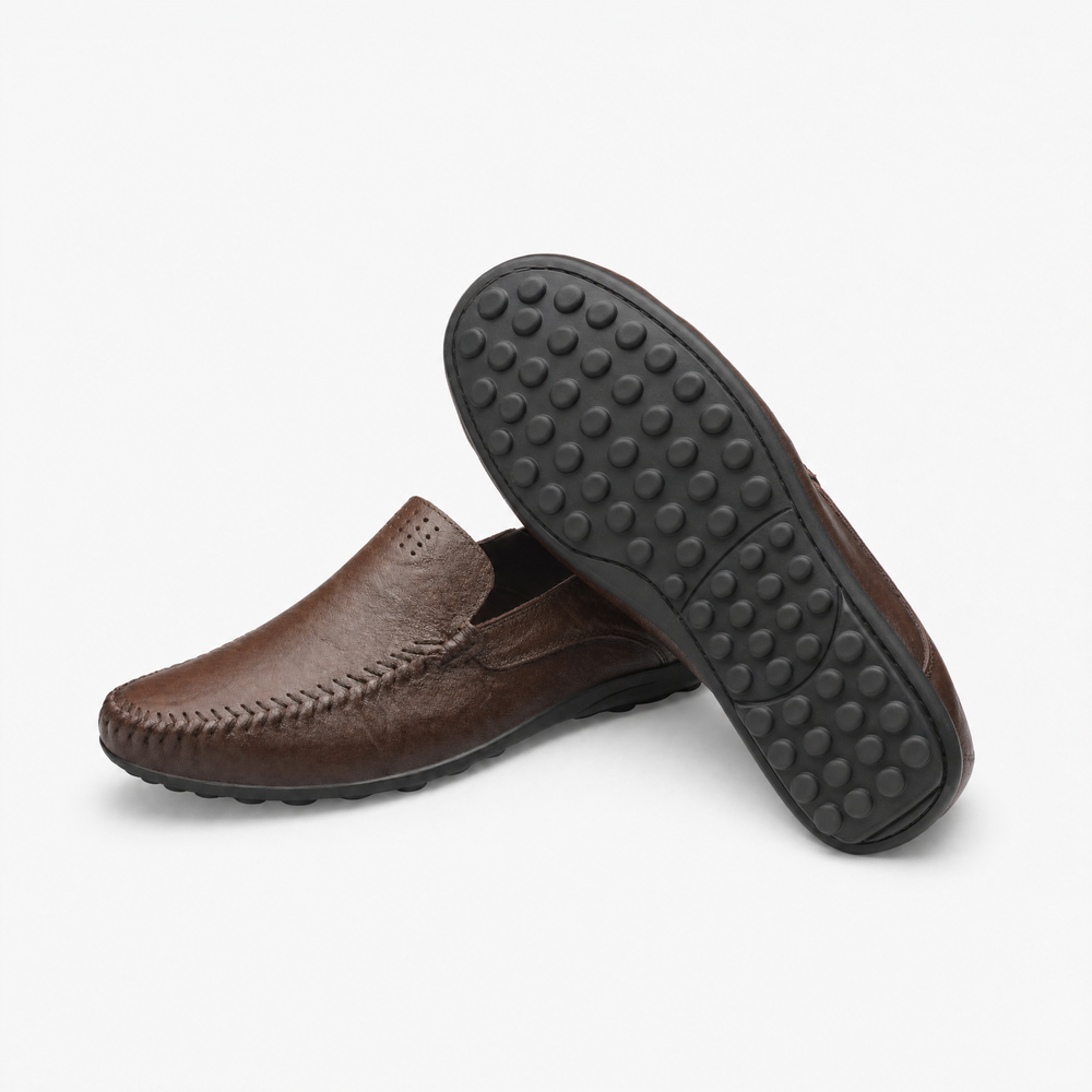 Dark Brown Perforated Loafers