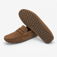 Brown Suede Studded Penny Loafers