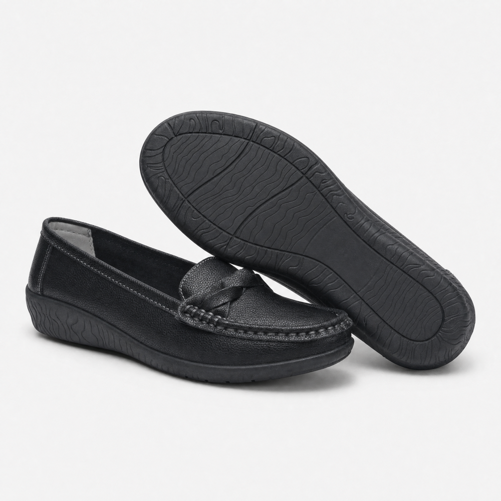 Black Braided Wedge Loafers