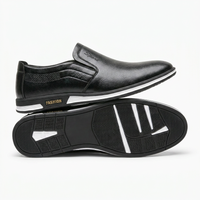 Black Leather White Sole Loafers