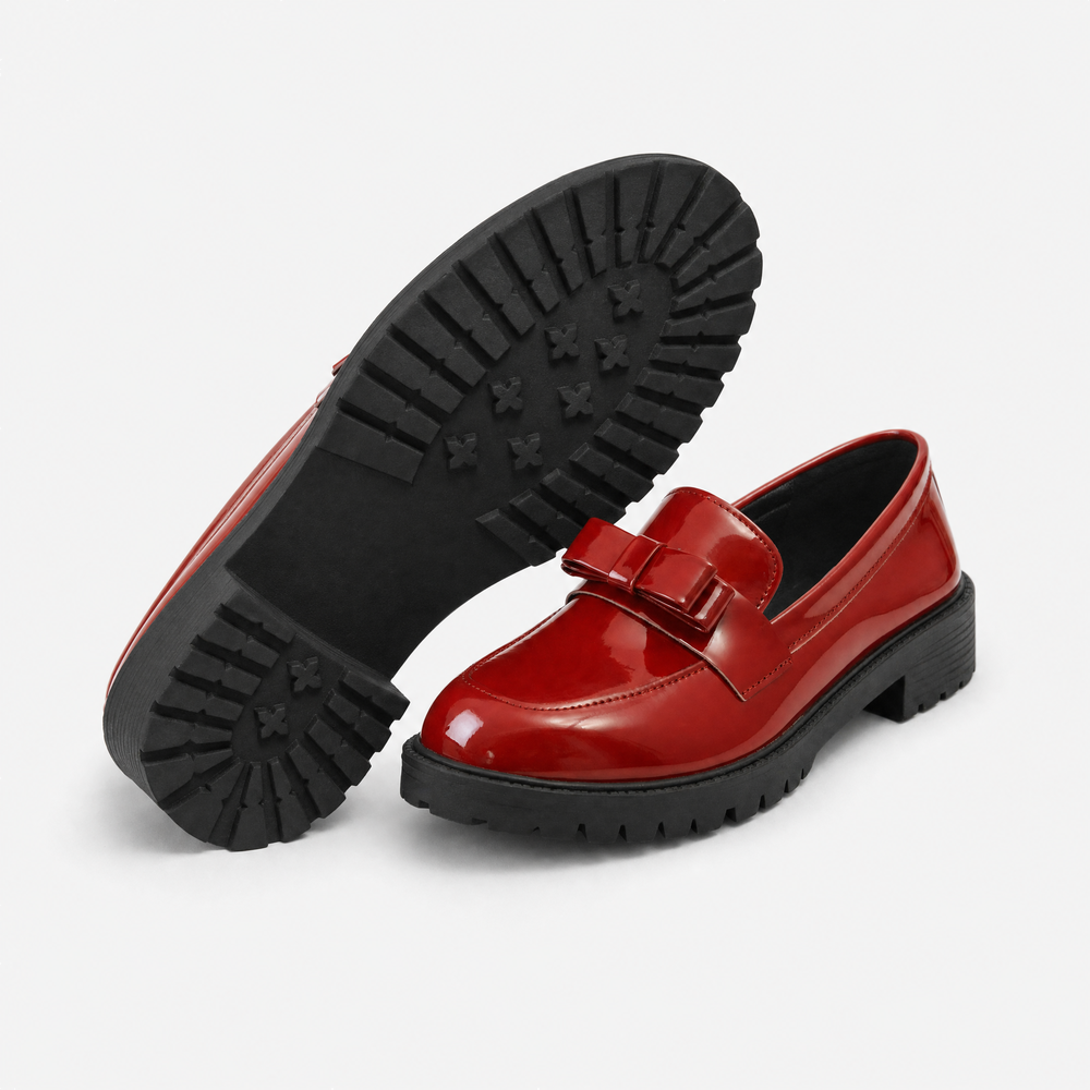 Red Patent Bow Loafers