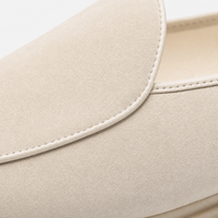 Beige Suede Flat Loafers