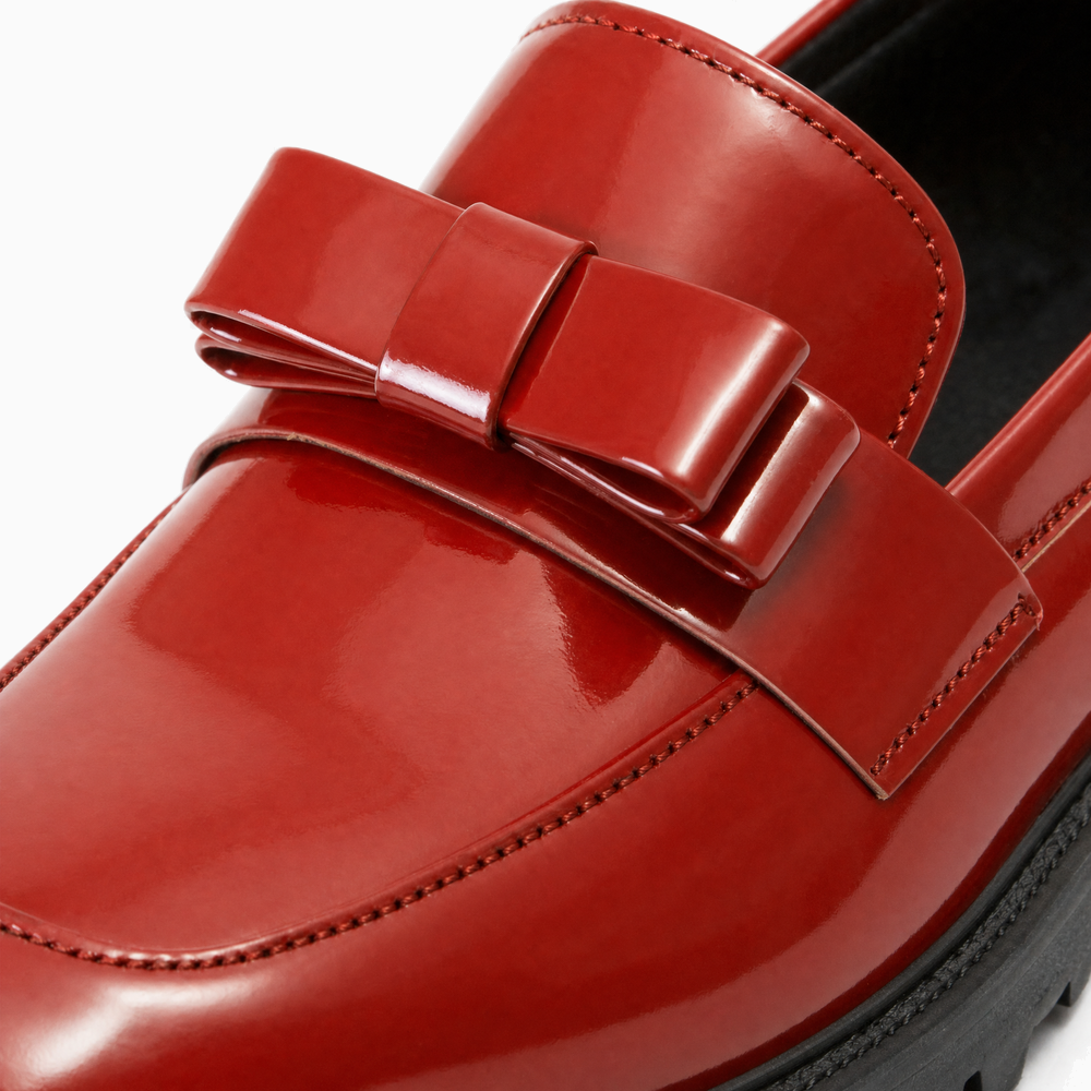 Red Patent Bow Loafers