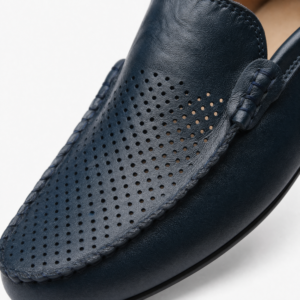 Tan Leather Perforated Loafers