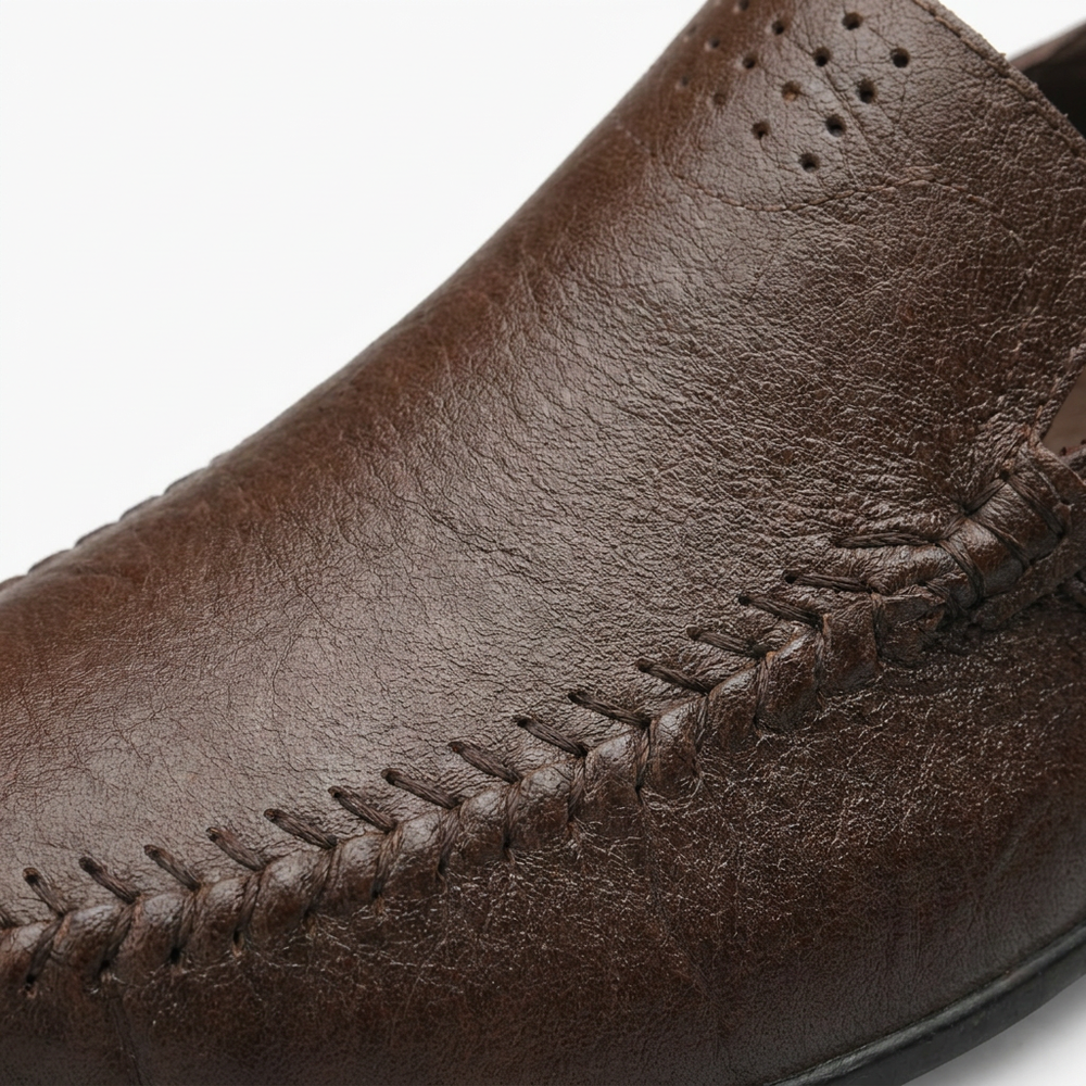 Dark Brown Perforated Loafers
