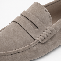 Grey Suede Driving Stitch Loafers