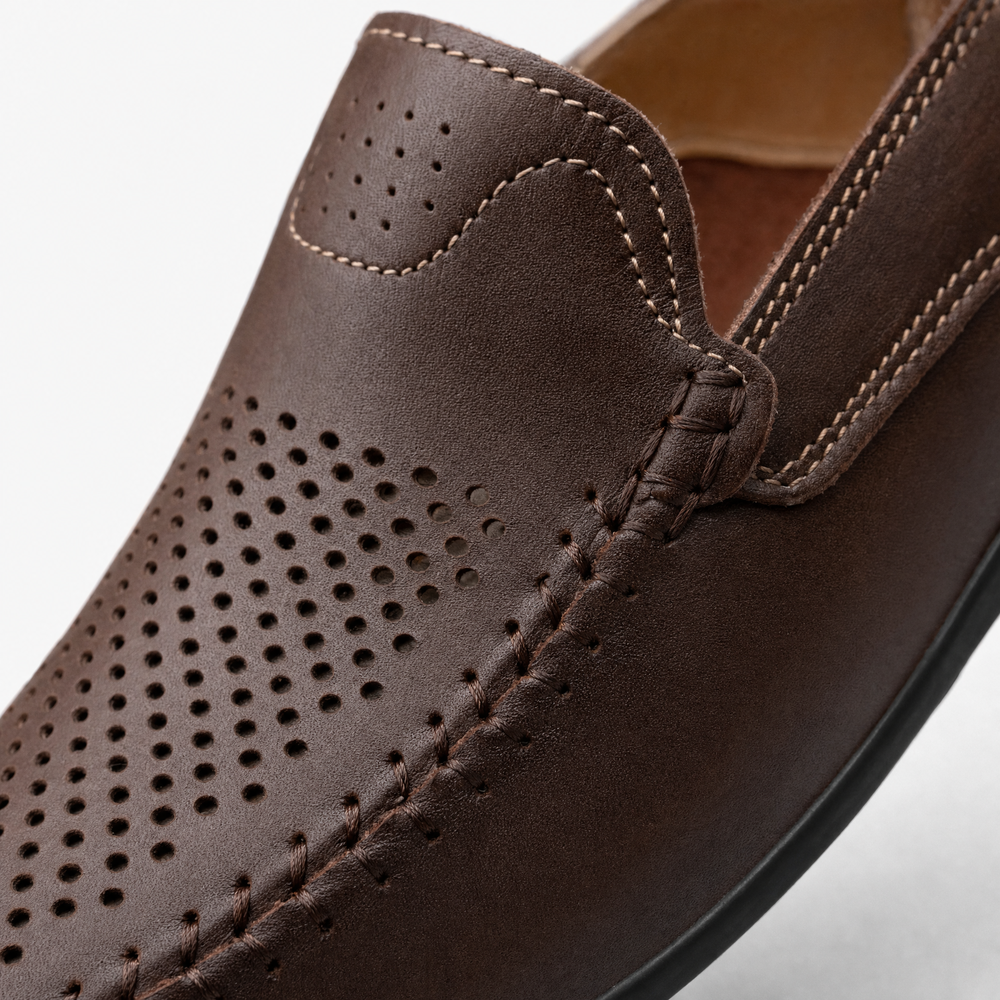 Brown Patent Stitch Loafers