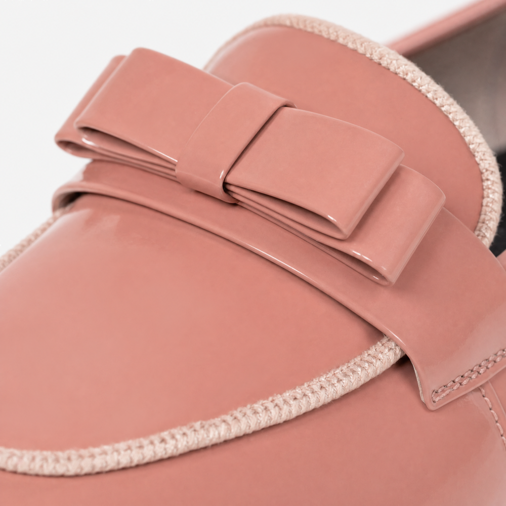 Rose Patent Bow Chunky Loafers