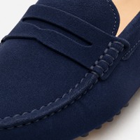 Blue Stitched Lace Up Loafers