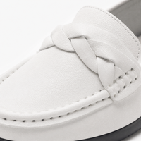 White Braided Leather Loafers