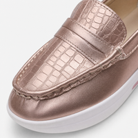 Rose Gold Textured Platform Loafers
