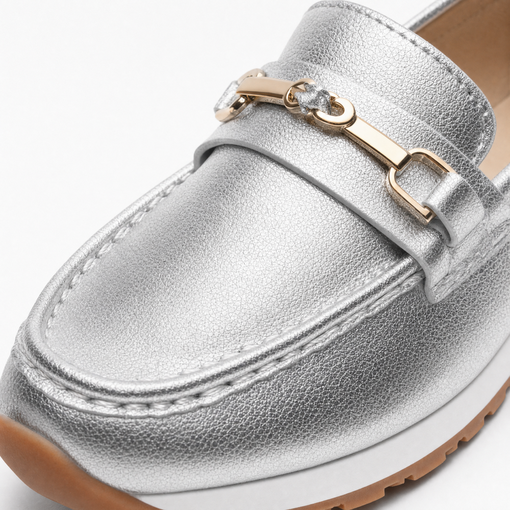 Silver Embellished Loafers