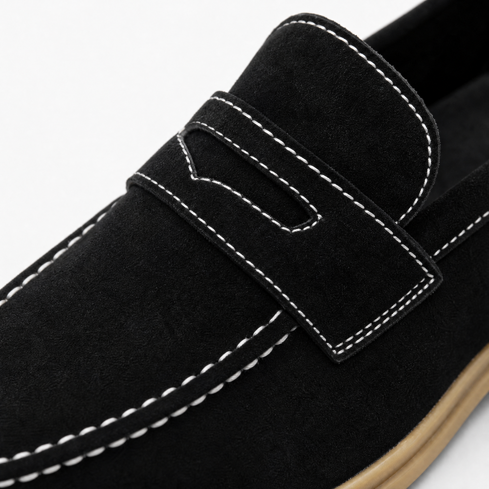 Black Sole Suede Loafers