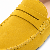 Yellow Suede Penny Boat Loafers