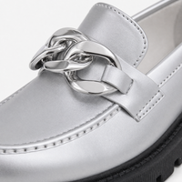 Silver Patent Bow Raised Loafers