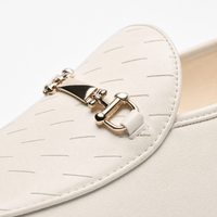 White Leather Horsebit Loafers