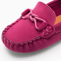 Girls Pink Suede Driving Loafers