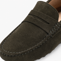 Brown Suede Pointed Flat Loafers