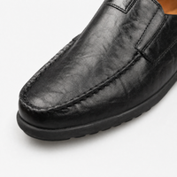 Black Leather Metal Accent Loafers