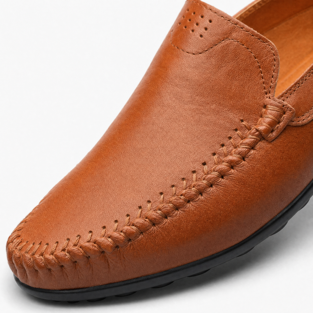 Brown Perforated Vamp Loafers