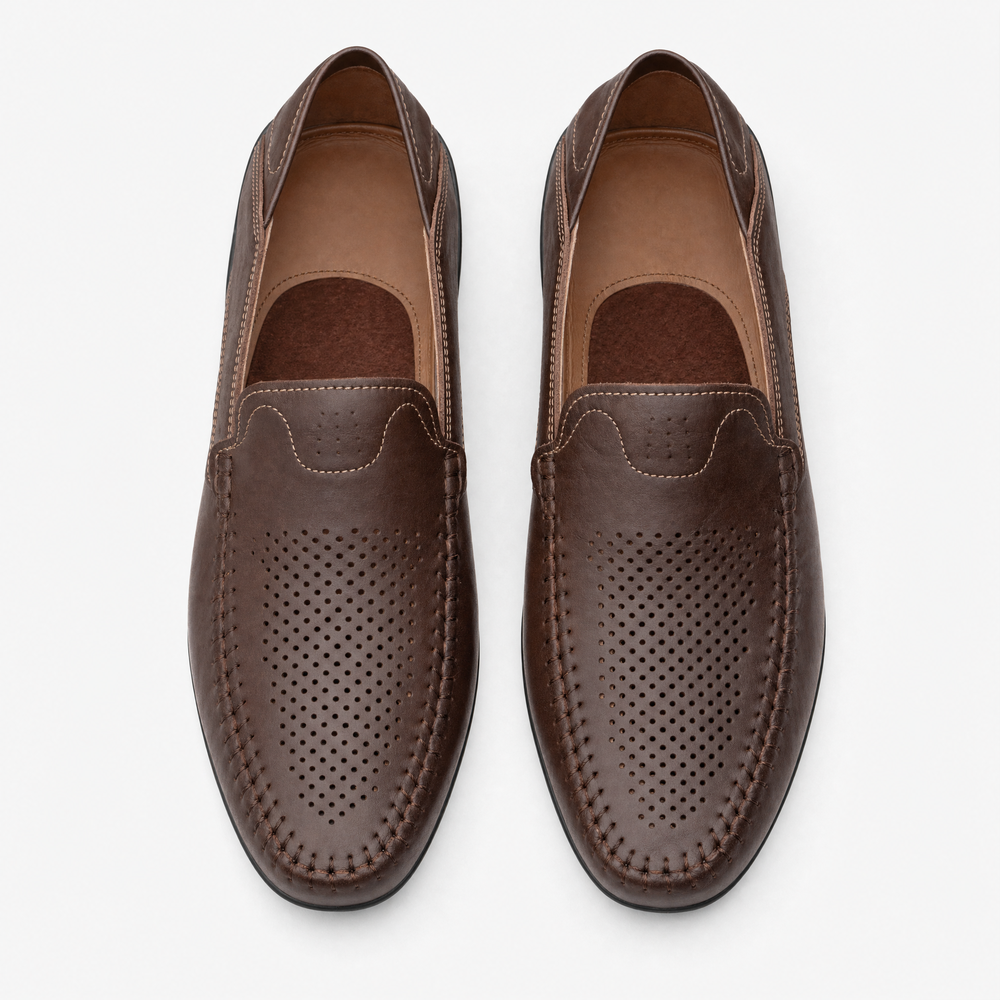 Brown Patent Stitch Loafers