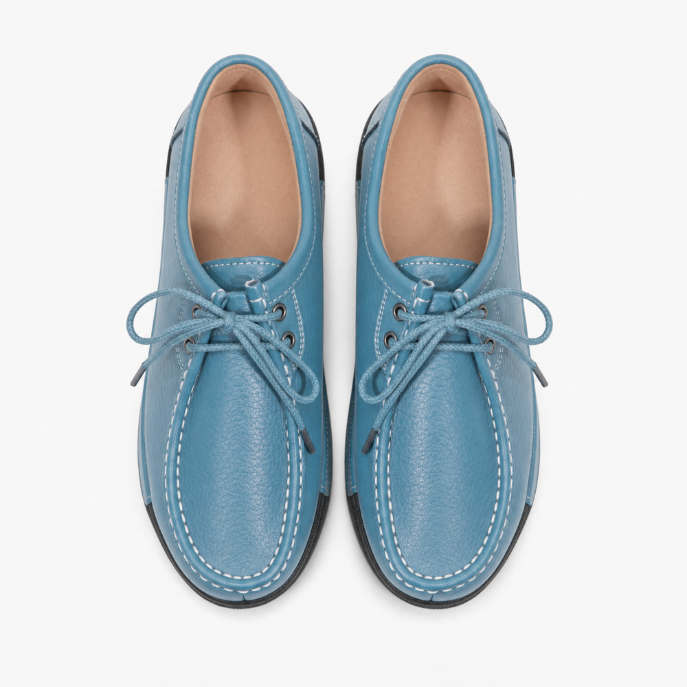 Blue Patent Bow Platform Loafers
