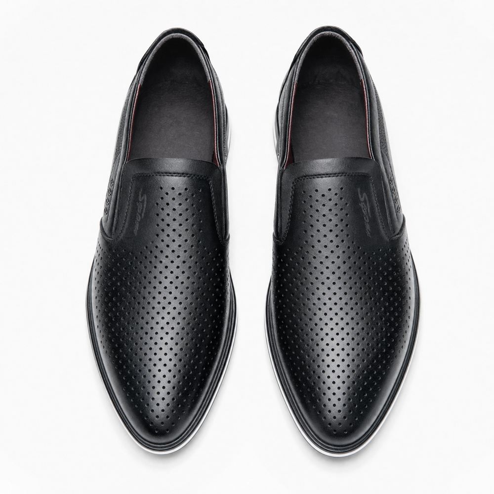 Black Perforated Breathable Loafers