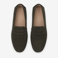 Brown Suede Pointed Flat Loafers