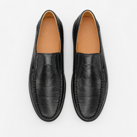 Black Leather Metal Accent Loafers