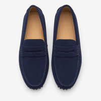 Blue Stitched Lace Up Loafers