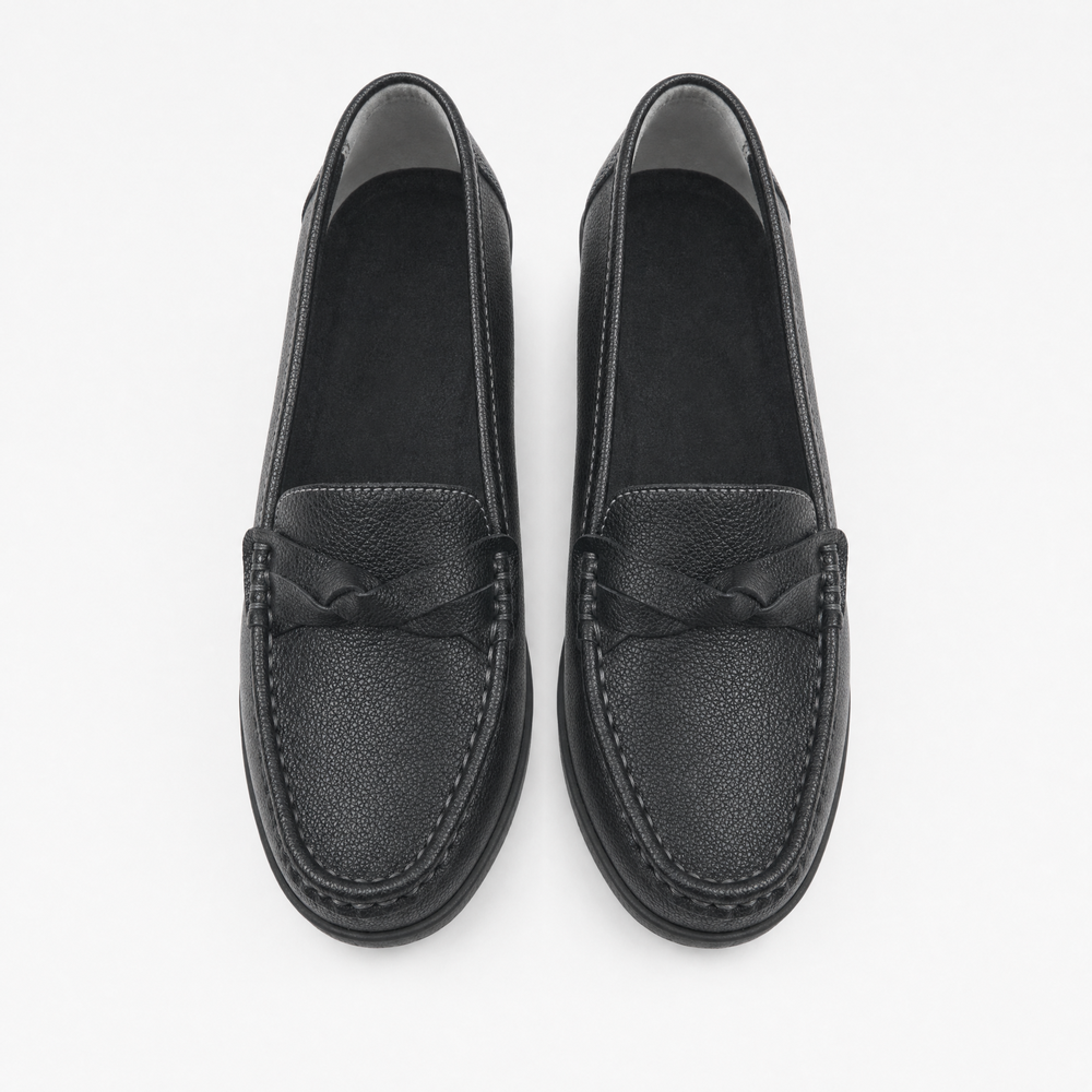 Black Braided Wedge Loafers