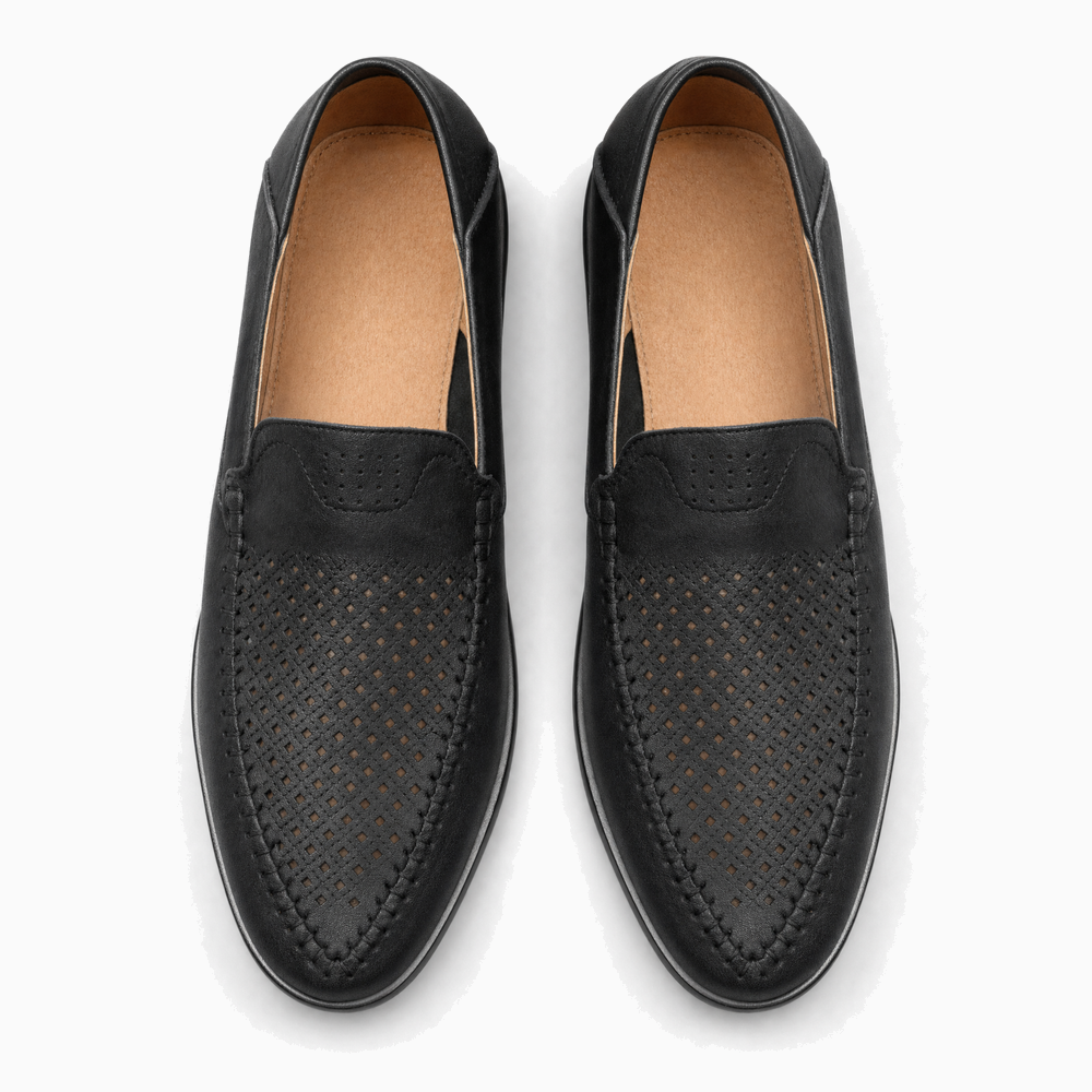 Black Perforated Trim Loafers