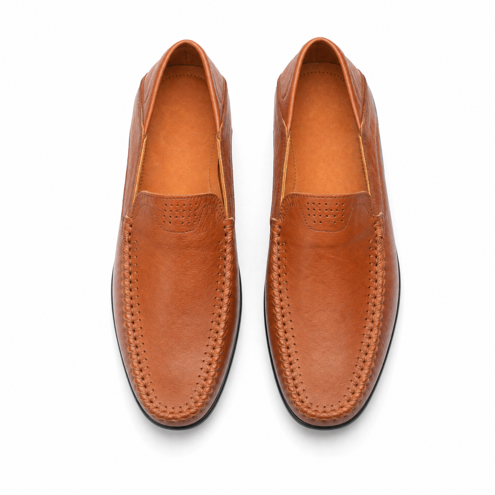 Brown Perforated Vamp Loafers
