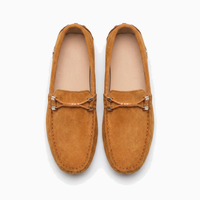 Camel Suede Driving Tie Loafers