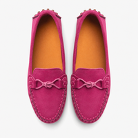Girls Pink Suede Driving Loafers