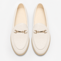 White Leather Horsebit Loafers