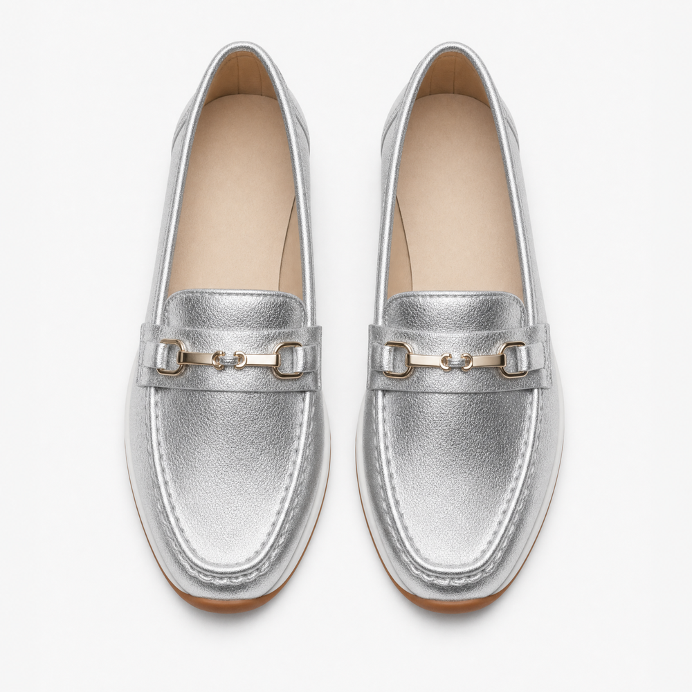 Silver Embellished Loafers