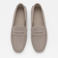 Grey Suede Driving Stitch Loafers