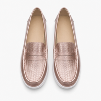 Rose Gold Textured Platform Loafers