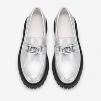 Silver Patent Bow Raised Loafers