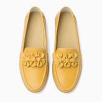 Yellow Suede Studded Driving Loafers