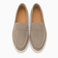 Taupe Suede Stitched Loafers