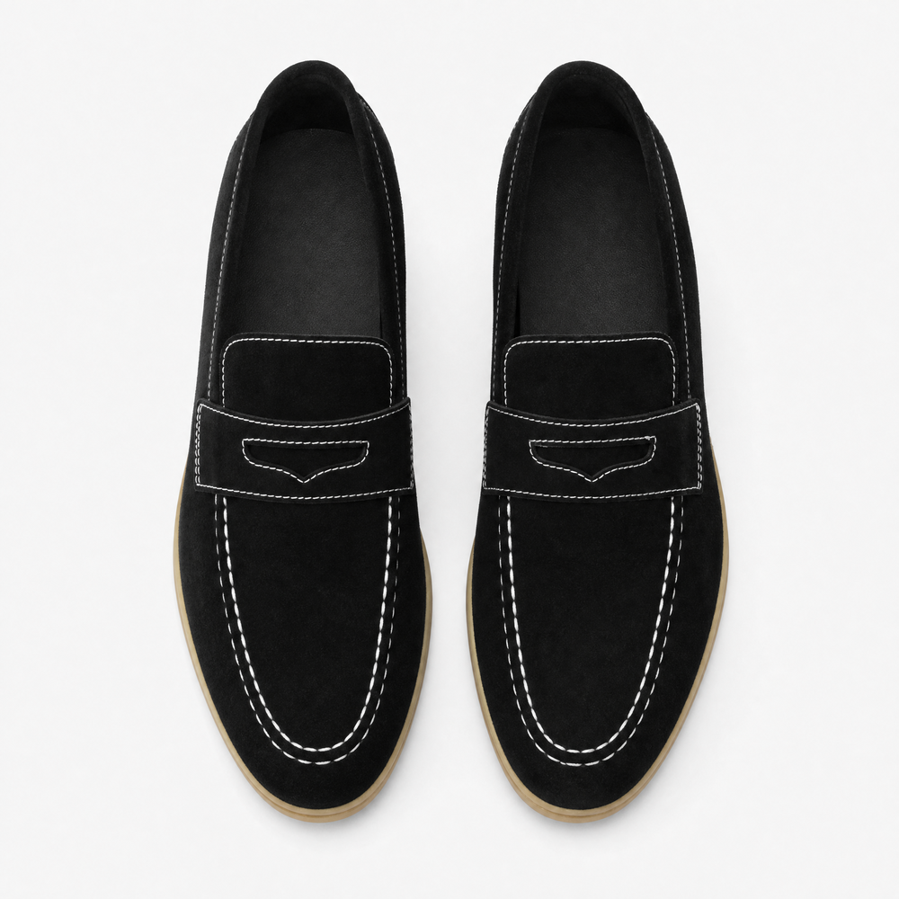 Black Sole Suede Loafers