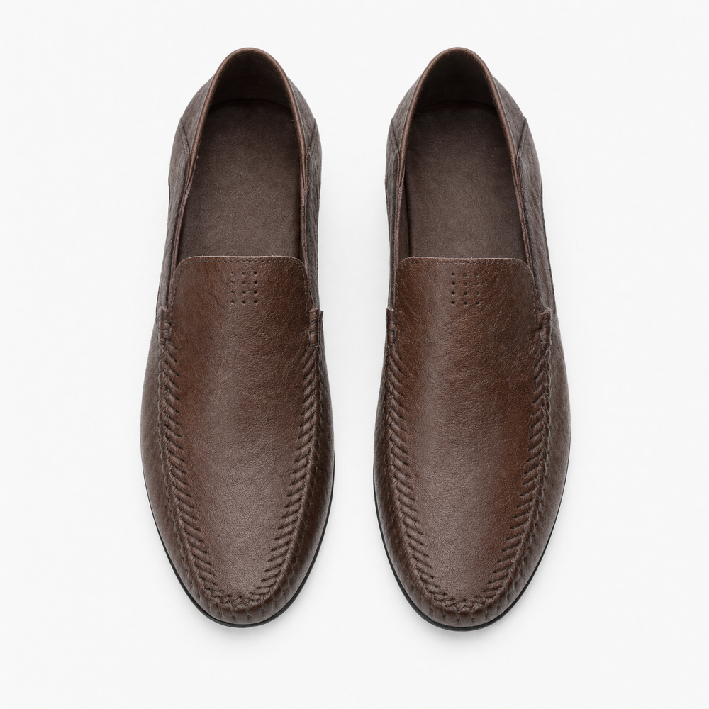 Dark Brown Perforated Loafers