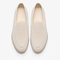 Beige Suede Flat Loafers