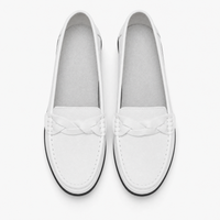 White Braided Leather Loafers